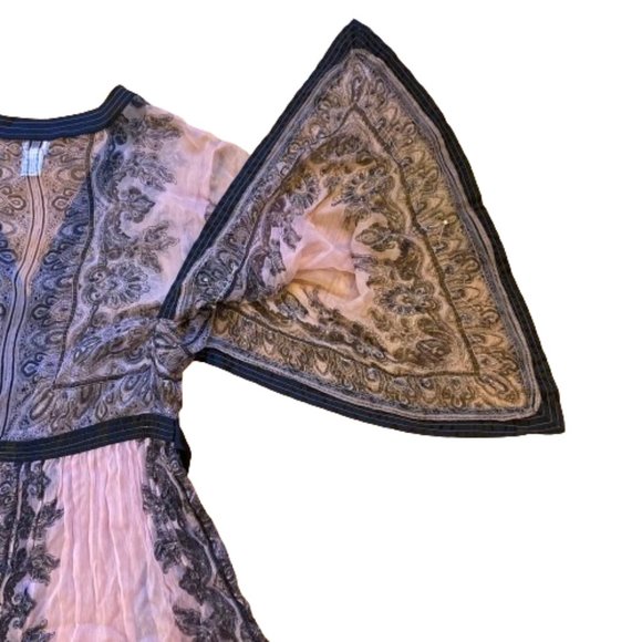 Cache Vintage Kimono Dress Sheer Unique Rare Pink and Black sz M/L Whimsigoth - Picture 6 of 10